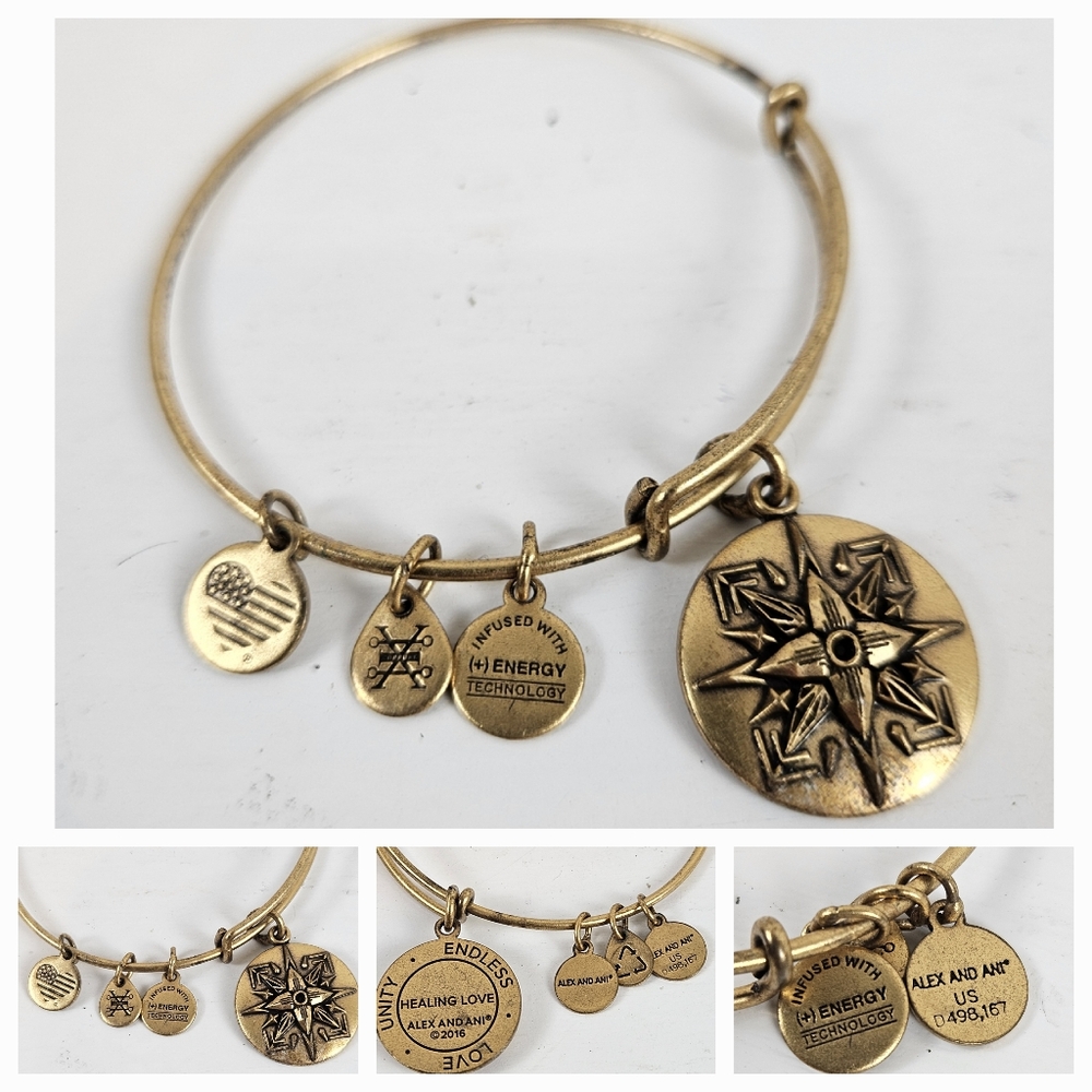 Alex And Ani Unity Endless Love Expandable Bangle Bracelet Gold A1202